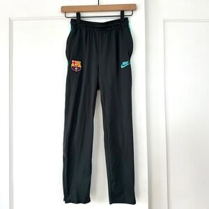 Nike FC Barcelona Soccer Track‎ Pants Kids L Black Teal Dri-FIT Youth Soccer